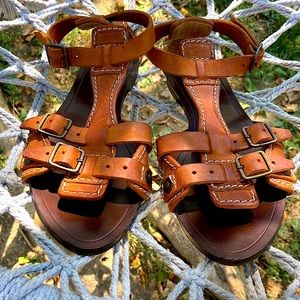 Burberry Camel Leather Buckle Sandal